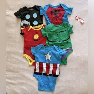 Marvel Avengers Baby Boys 5 Pack Short Sleeve Bodysuit 6 months